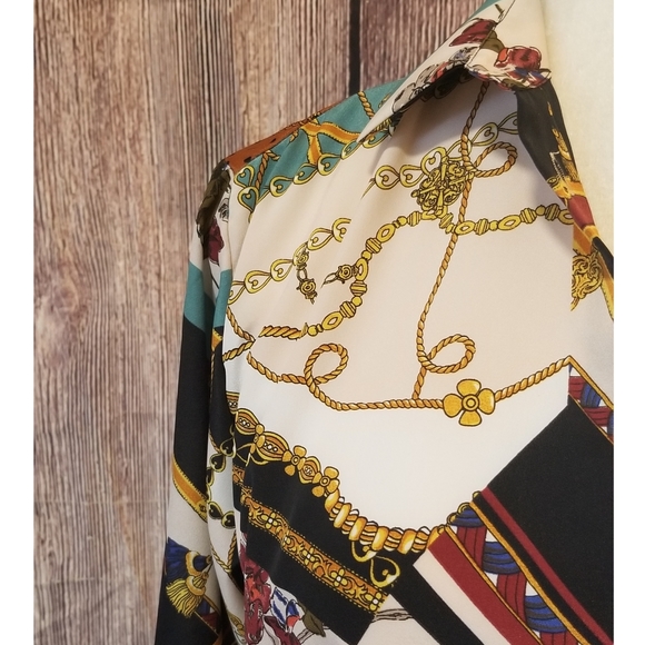 Zara Basic Multi Print Color Block Blouse - Picture 4 of 6